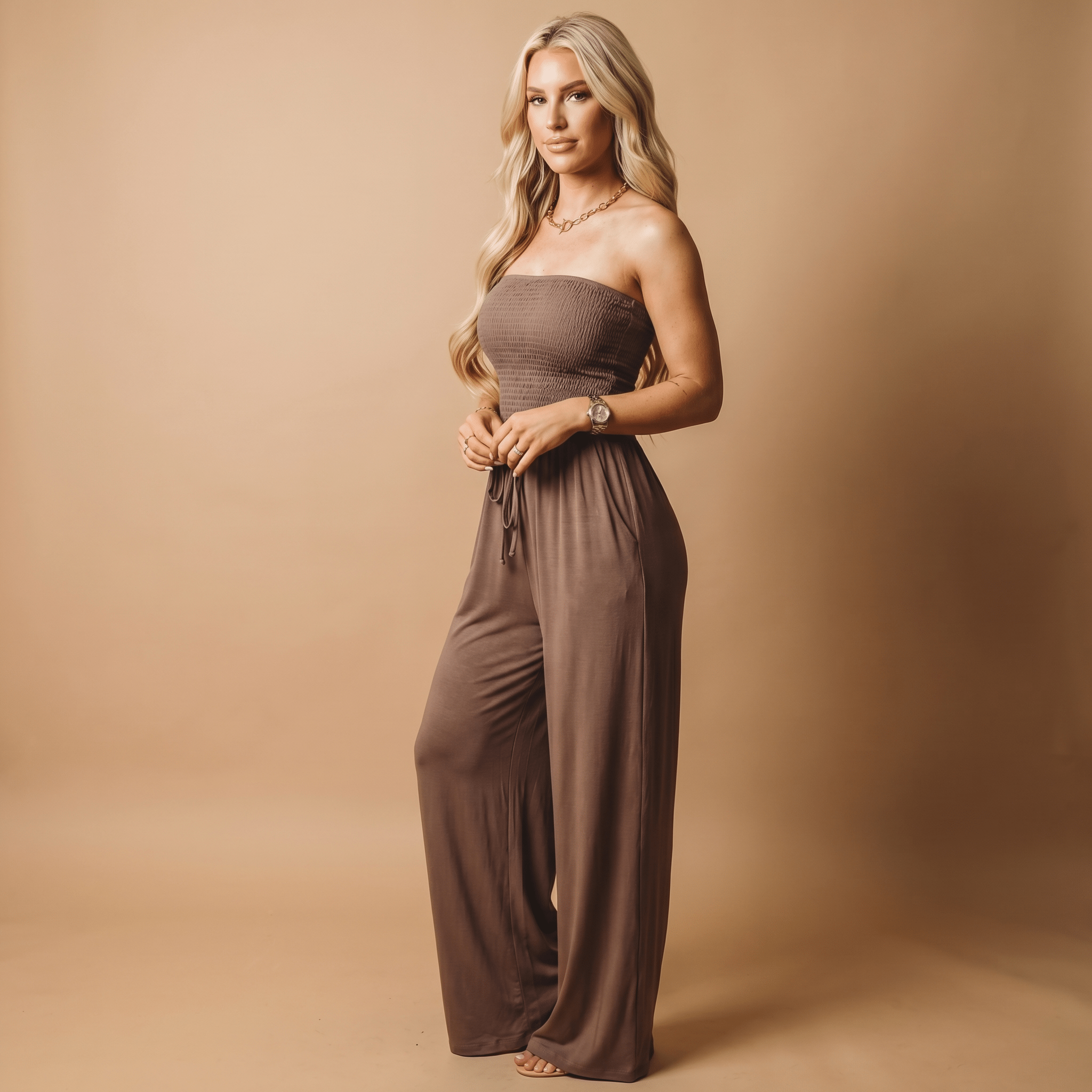 Women Jumpsuit Loose Fit With Functional Pockets Detail - Evergreen Outfits - Women Jumpsuit