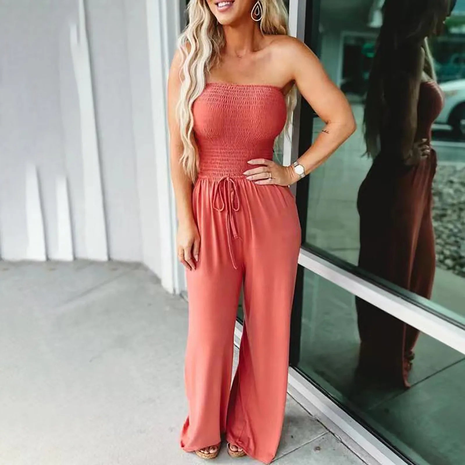 Women Jumpsuit Loose Fit With Functional Pockets Detail - Evergreen Outfits - Women Jumpsuit