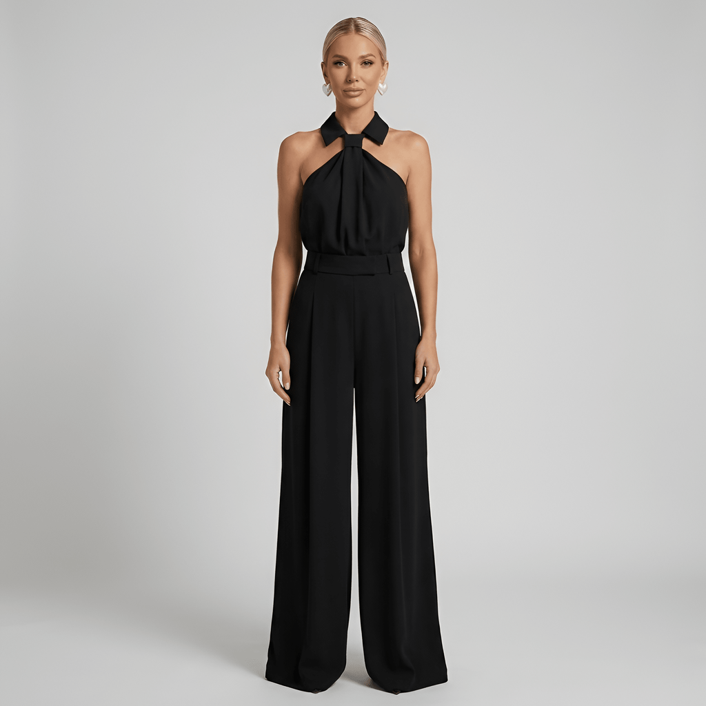 Women Jumpsuit Sleeveless Halter Neck Wide Leg Fit Design - Evergreen Outfits - Women Jumpsuit