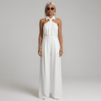 Women Jumpsuit Sleeveless Halter Neck Wide Leg Fit Design - Evergreen Outfits - Women Jumpsuit