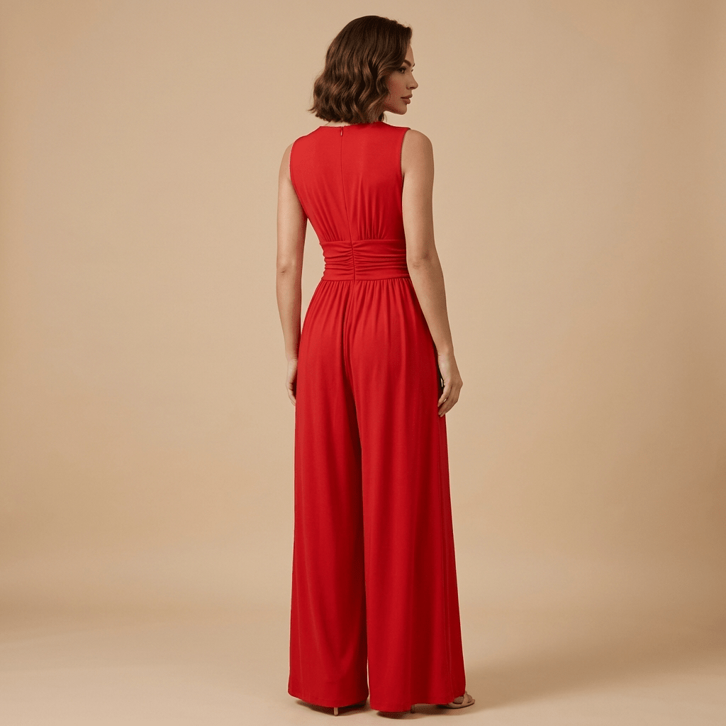 Women Jumpsuit Sleeveless Tailored Fit Flowing Silhouette - Evergreen Outfits - Women Jumpsuit