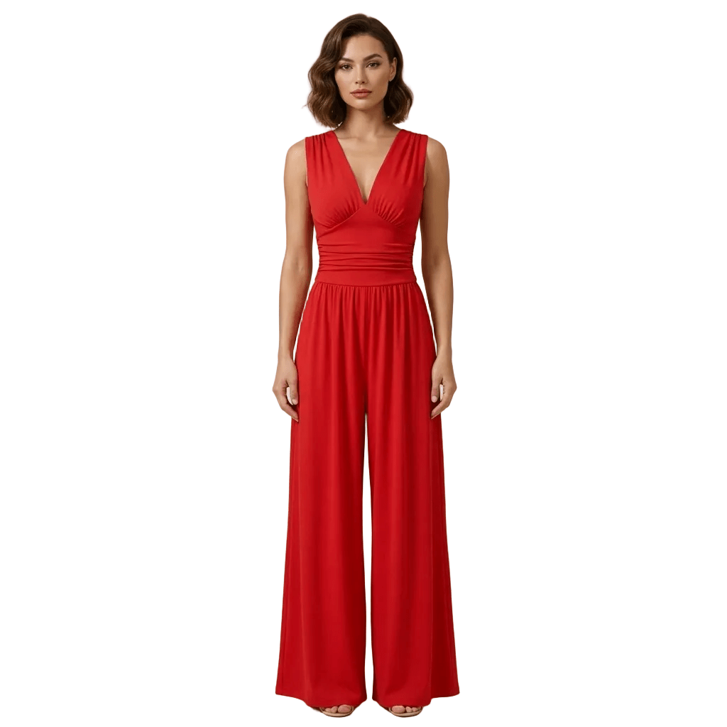 Women Jumpsuit Sleeveless Tailored Fit Flowing Silhouette - Evergreen Outfits - Women Jumpsuit