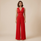 Women Jumpsuit Sleeveless Tailored Fit Flowing Silhouette - Evergreen Outfits - Women Jumpsuit