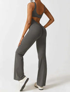 Women Jumpsuit Slim Fit Racerback Flared Trousers Fit - Evergreen Outfits - Women Jumpsuit
