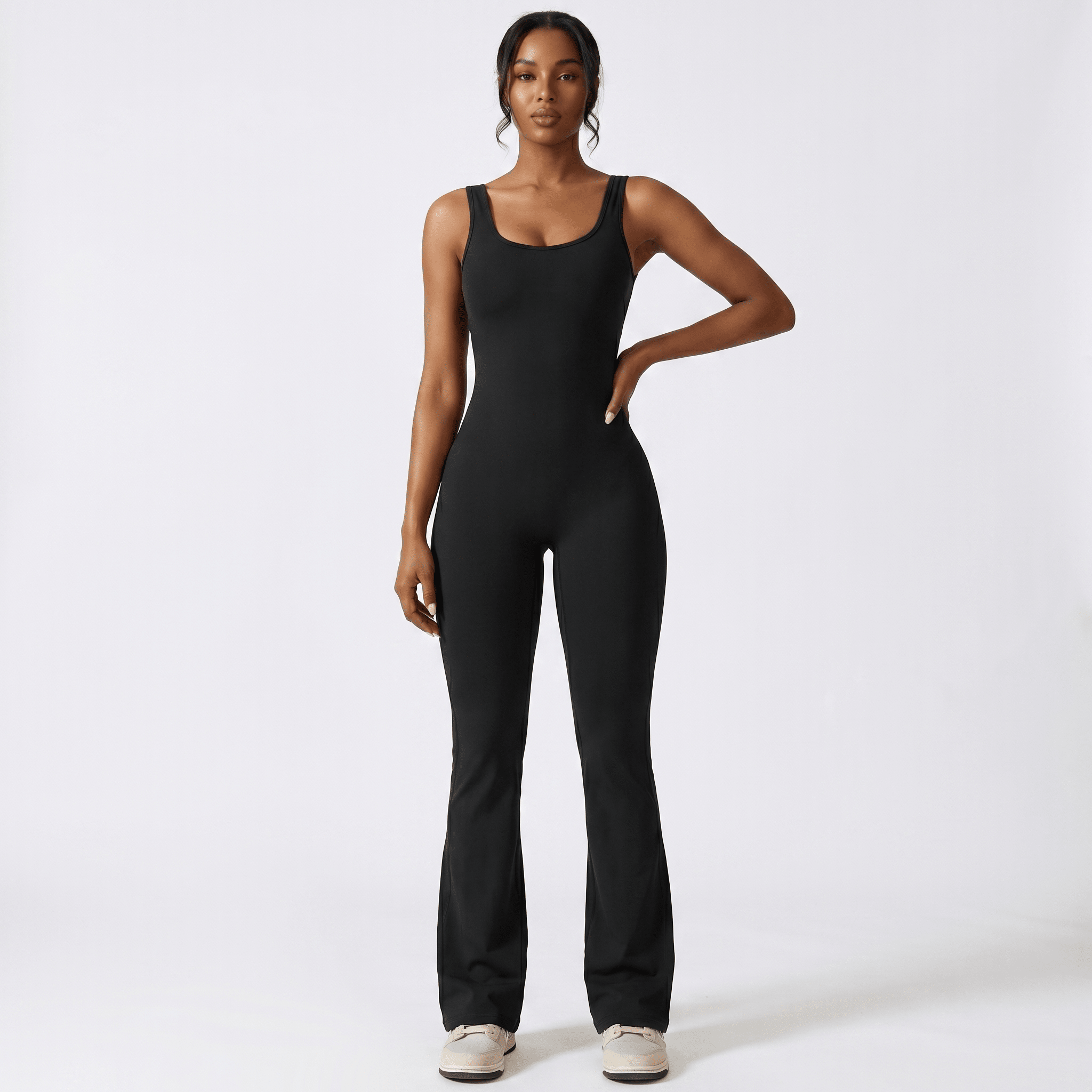 Women Jumpsuit Slim Fit Racerback Flared Trousers Fit - Evergreen Outfits - Women Jumpsuit