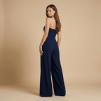 Women Jumpsuit Strapless Structured Wide Leg Tailored Fit - Evergreen Outfits - Women Jumpsuit