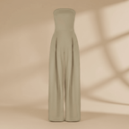 Women Jumpsuit Strapless Structured Wide Leg Tailored Fit - Evergreen Outfits - Women Jumpsuit