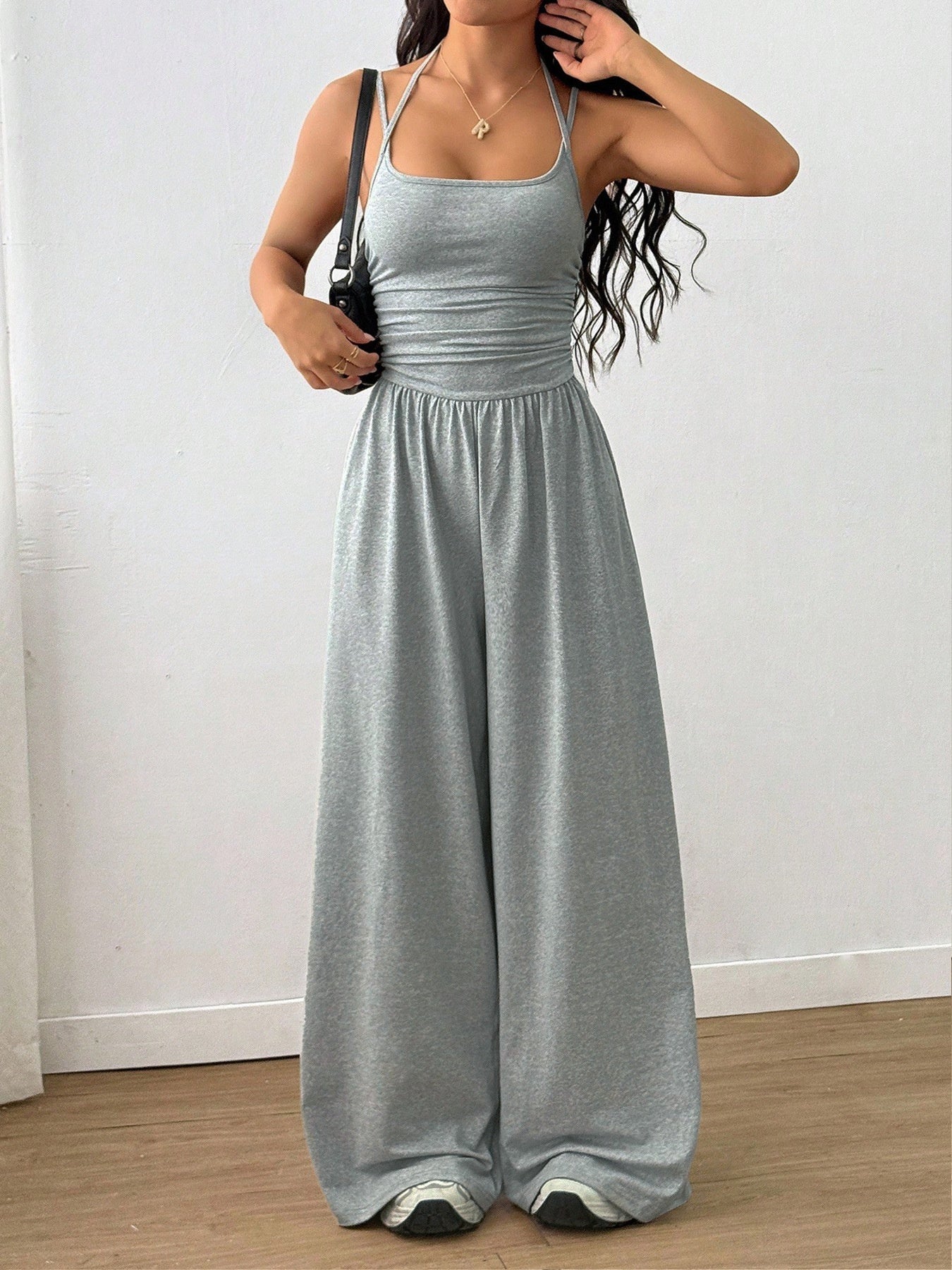 Women Jumpsuit | Wide Leg Fit with Ruched Waist Detail - Evergreen Outfits- Suits