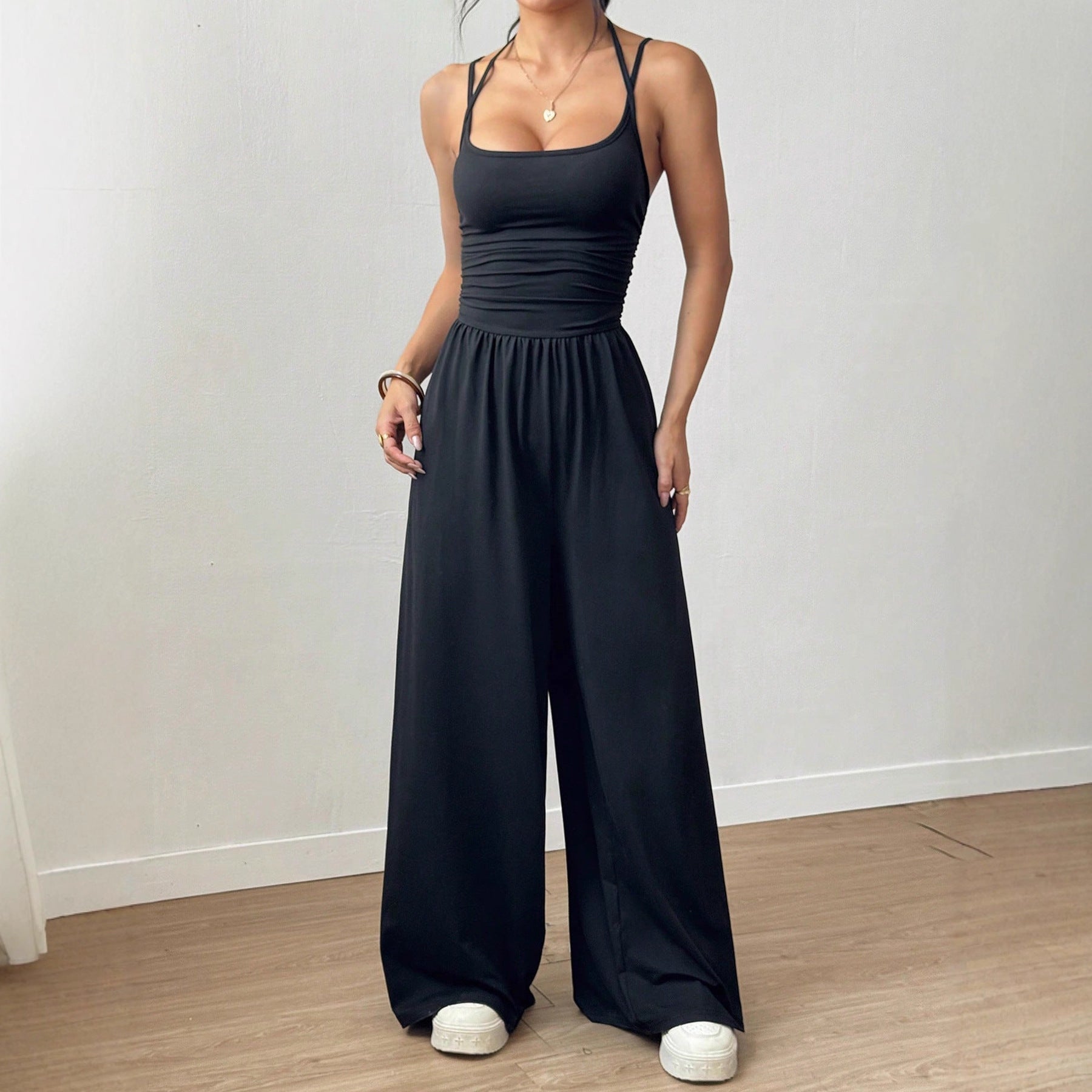 Women Jumpsuit | Wide Leg Fit with Ruched Waist Detail - Evergreen Outfits- Suits