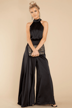 Women Jumpsuit | Wide-Leg Halter Neck with Pleated Front - Evergreen Outfits- Suits