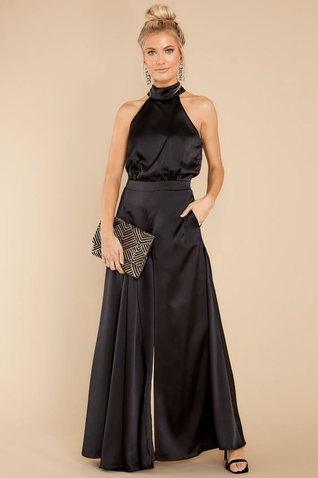 Women Jumpsuit | Wide-Leg Halter Neck with Pleated Front - Evergreen Outfits- Suits