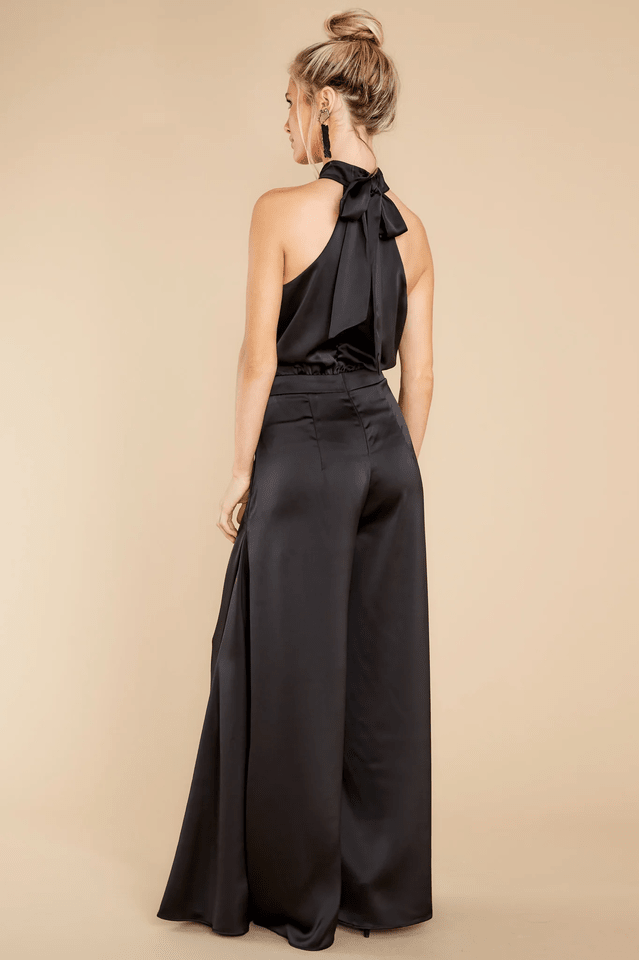 Women Jumpsuit | Wide-Leg Halter Neck with Pleated Front - Evergreen Outfits- Suits