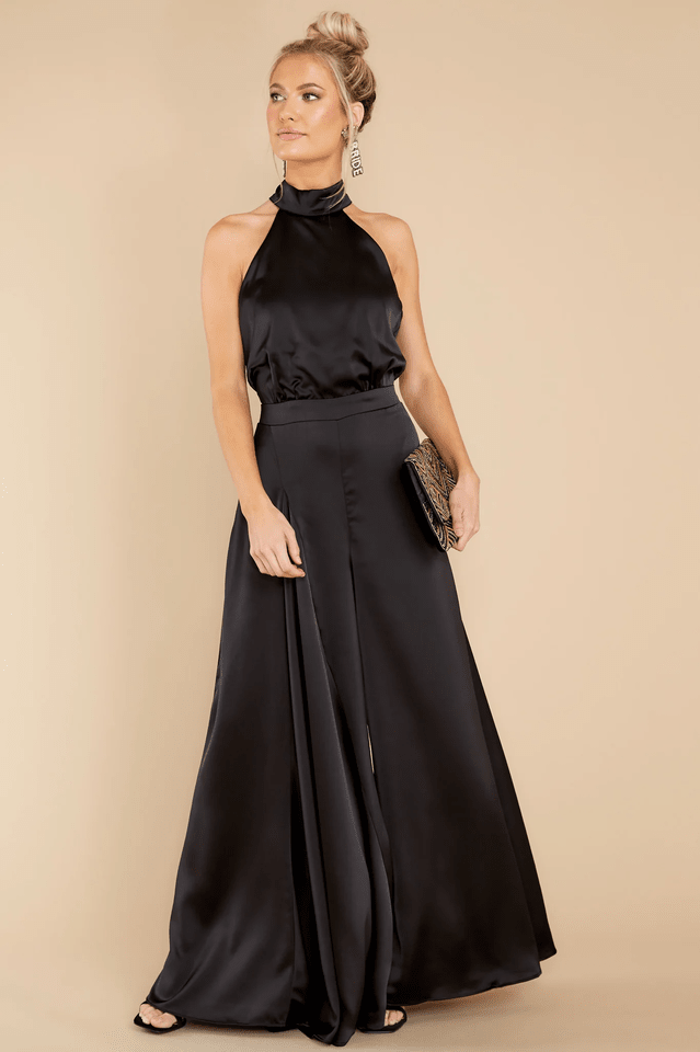 Women Jumpsuit | Wide-Leg Halter Neck with Pleated Front - Evergreen Outfits- Suits