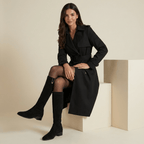 Women Knee High Boots Standard Fit Low Block Heel - Evergreen Outfits - Women Boots