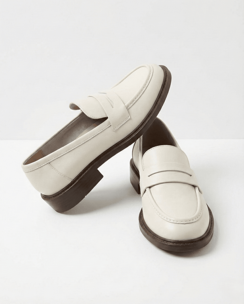 Women Loafers | Chunky Lug Sole with Low Block Heel - Evergreen Outfits- Loafers