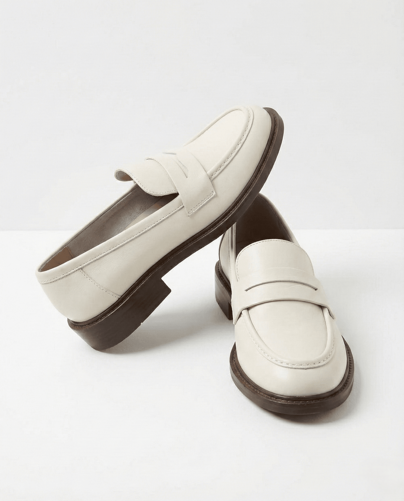 Women Loafers | Chunky Lug Sole with Low Block Heel - Evergreen Outfits- Loafers