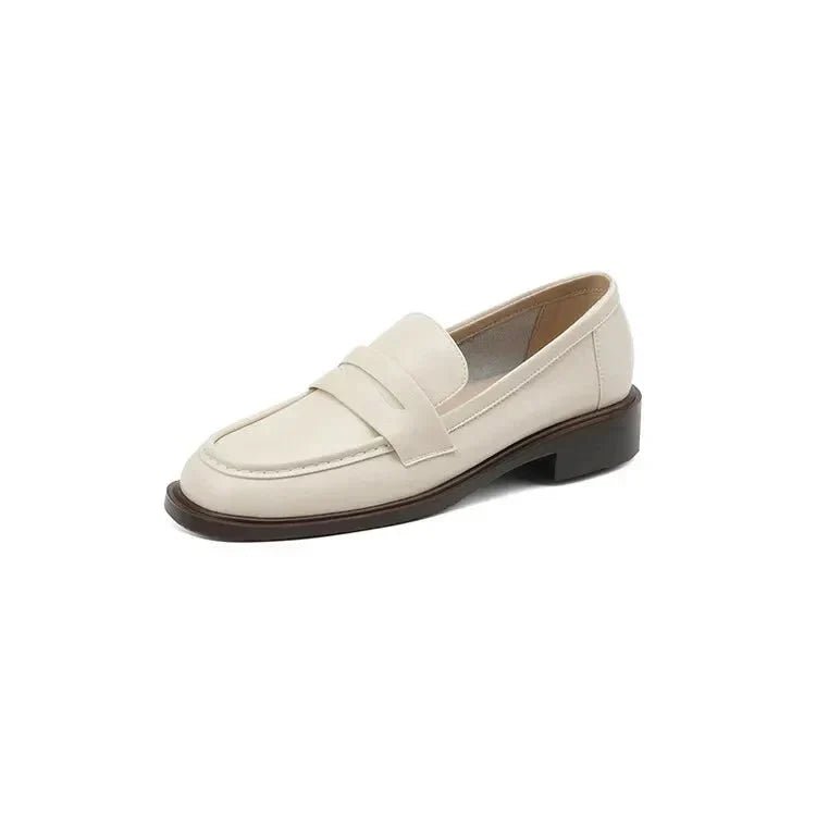 Women Loafers | Chunky Lug Sole with Low Block Heel - Evergreen Outfits- Loafers