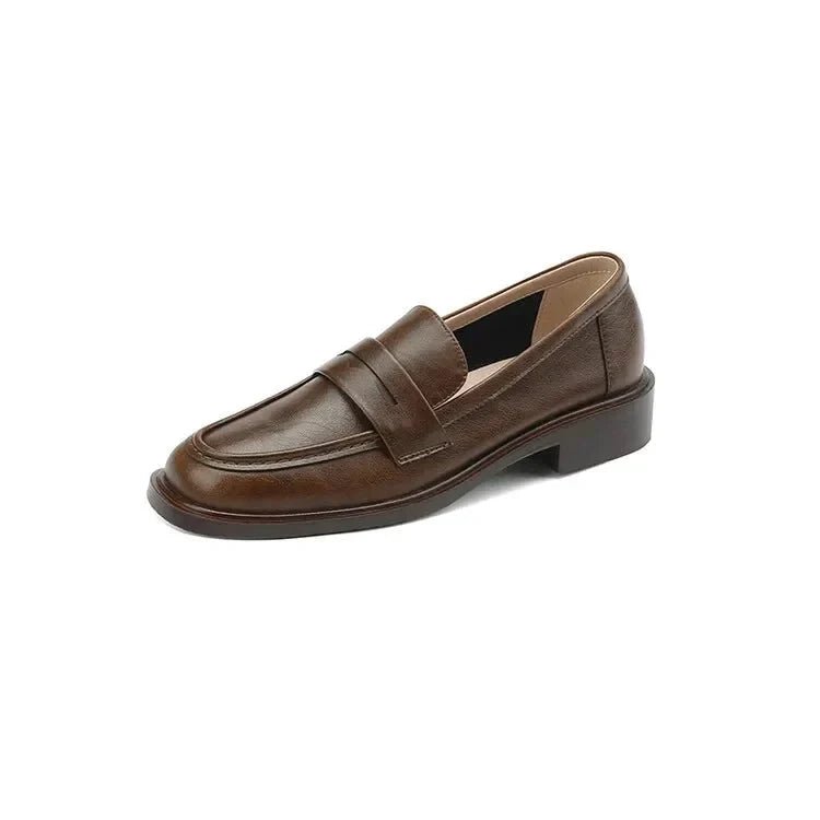 Women Loafers | Chunky Lug Sole with Low Block Heel - Evergreen Outfits- Loafers