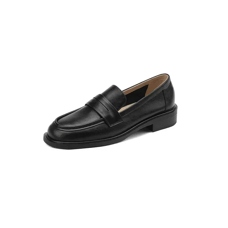 Women Loafers | Chunky Lug Sole with Low Block Heel - Evergreen Outfits- Loafers