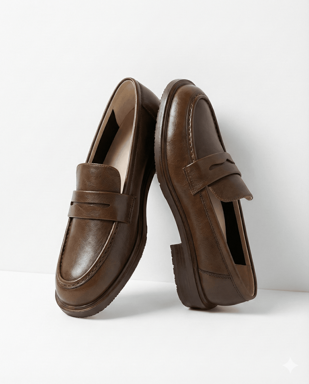Women Loafers | Chunky Lug Sole with Low Block Heel - Evergreen Outfits- Loafers