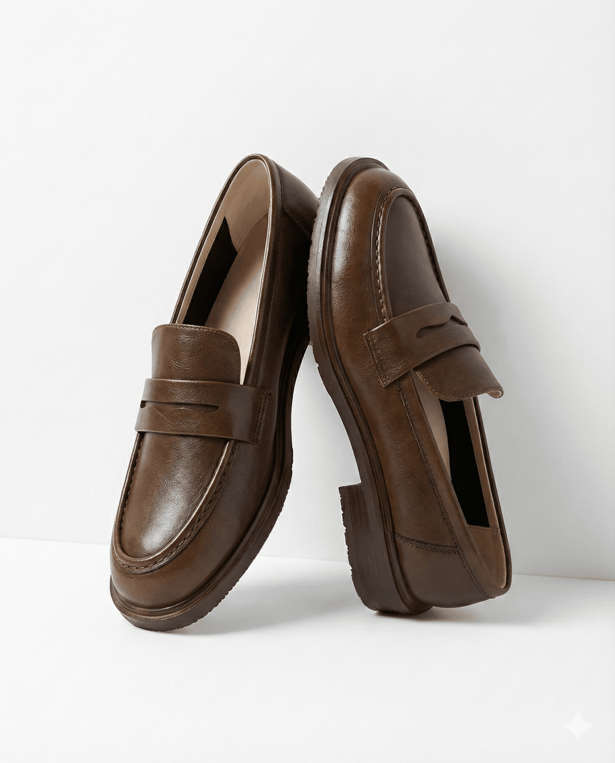 Women Loafers | Chunky Lug Sole with Low Block Heel - Evergreen Outfits- Loafers