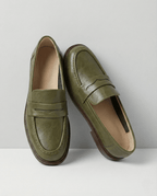 Women Loafers | Chunky Lug Sole with Low Block Heel - Evergreen Outfits- Loafers