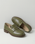 Women Loafers | Chunky Lug Sole with Low Block Heel - Evergreen Outfits- Loafers