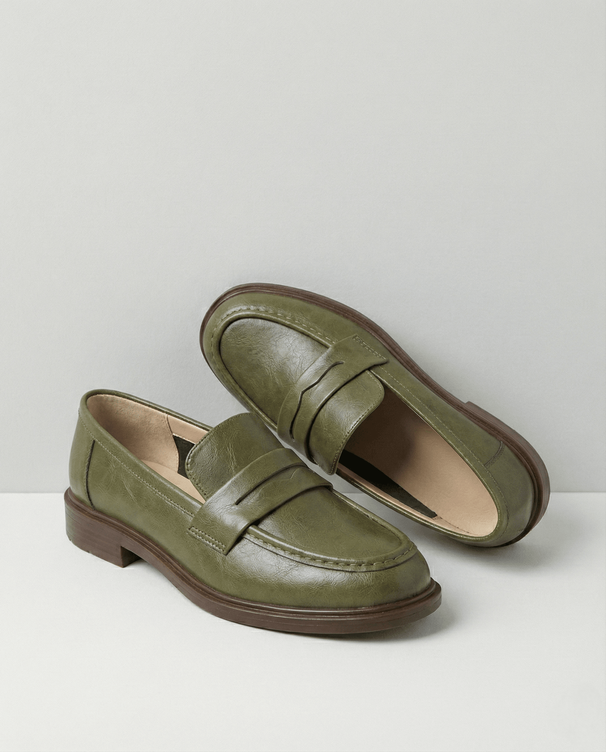 Women Loafers | Chunky Lug Sole with Low Block Heel - Evergreen Outfits- Loafers