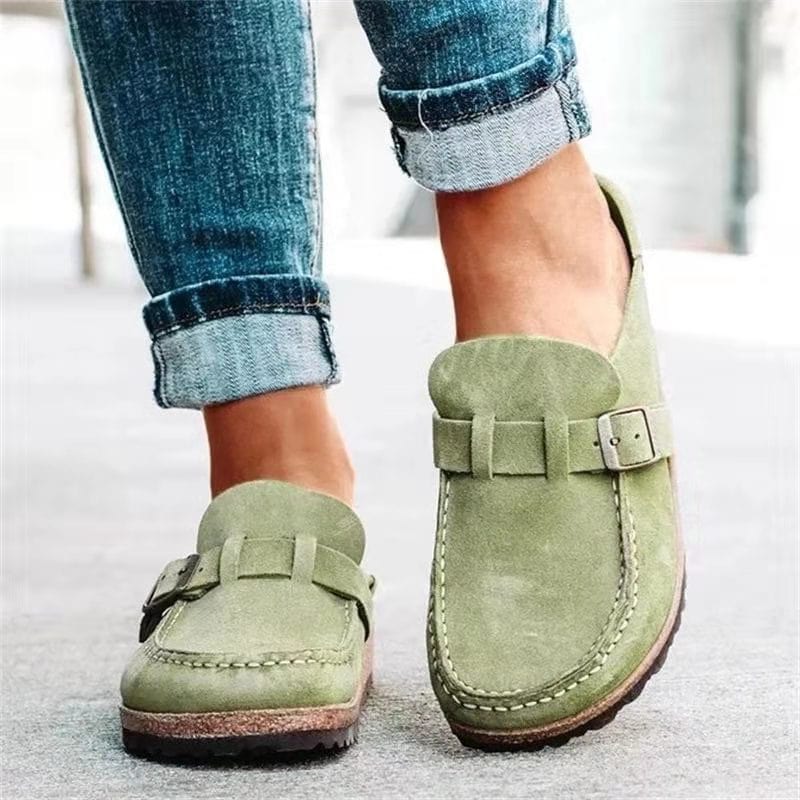 Women Loafers Slip On Closure Buckle Detail Design - Evergreen Outfits - Women Loafers