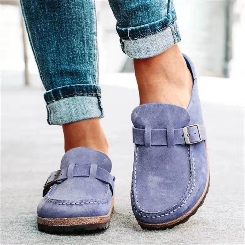 Women Loafers Slip On Closure Buckle Detail Design - Evergreen Outfits - Women Loafers