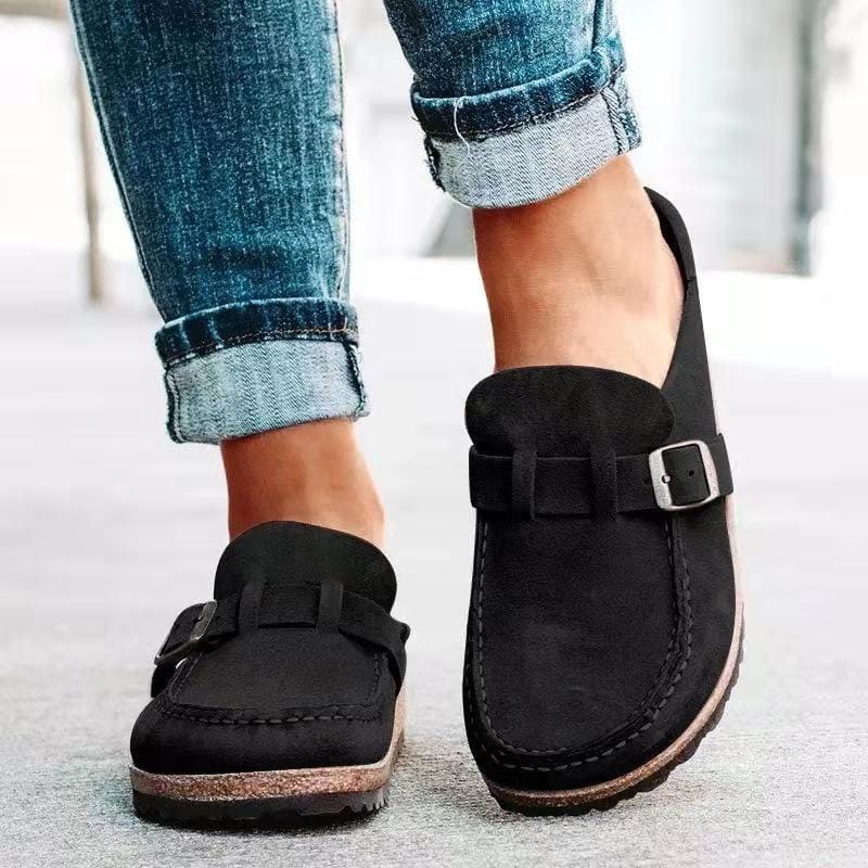 Women Loafers Slip On Closure Buckle Detail Design - Evergreen Outfits - Women Loafers