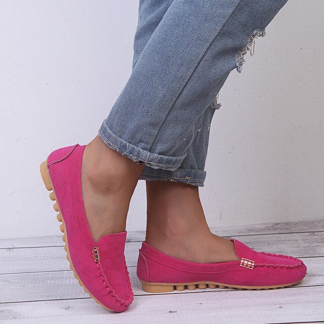 Women Loafers Slip On Closure Flat Sole Construction - Evergreen Outfits - Women Loafers