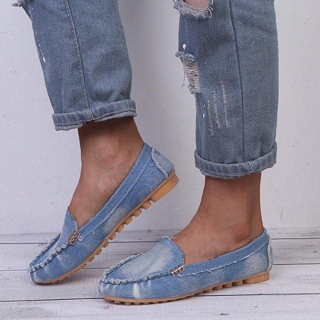 Women Loafers Slip On Closure Flat Sole Construction - Evergreen Outfits - Women Loafers