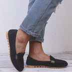 Women Loafers Slip On Closure Flat Sole Construction - Evergreen Outfits - Women Loafers