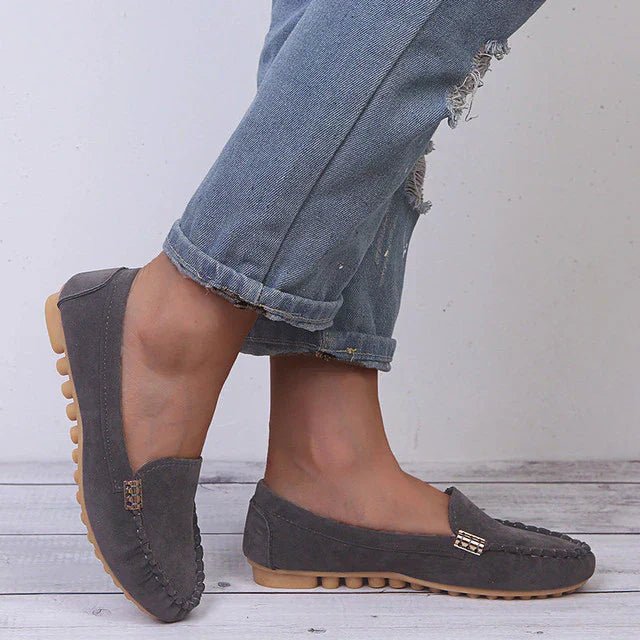 Women Loafers Slip On Closure Flat Sole Construction - Evergreen Outfits - Women Loafers