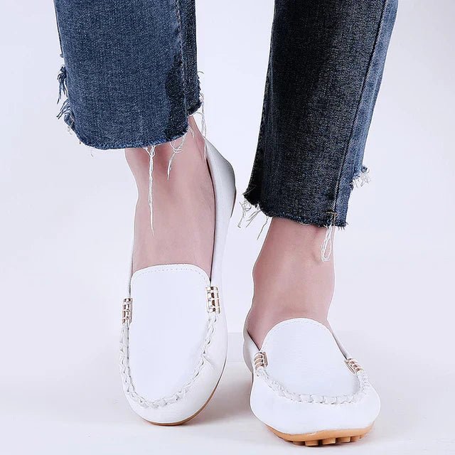Women Loafers Slip On Closure Flat Sole Construction - Evergreen Outfits - Women Loafers