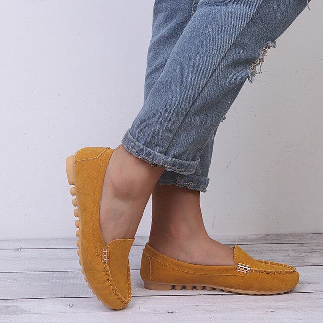 Women Loafers Slip On Closure Flat Sole Construction - Evergreen Outfits - Women Loafers