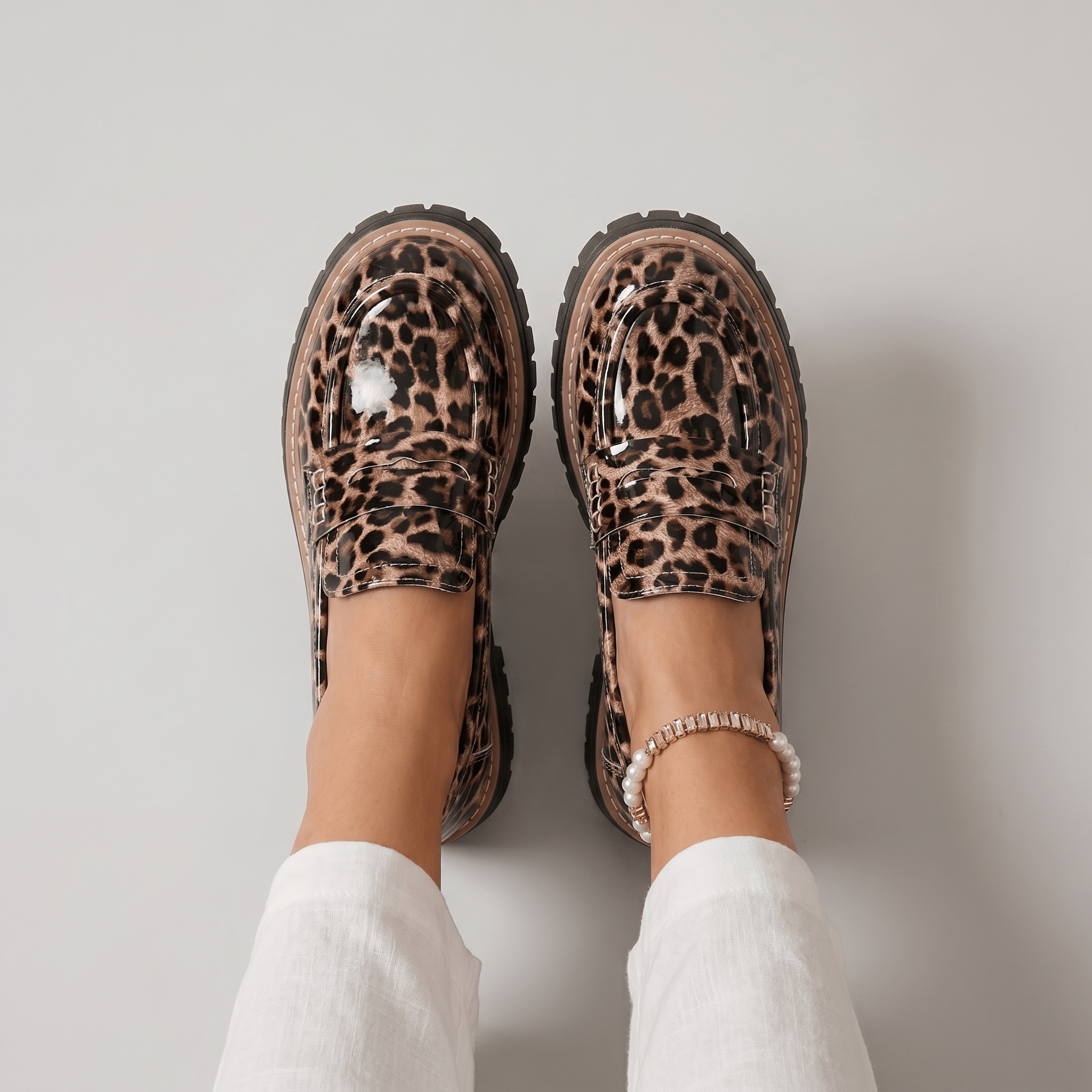 Women Loafers Slip - On Thick Tread Sole Design - Evergreen Outfits - Women Loafers