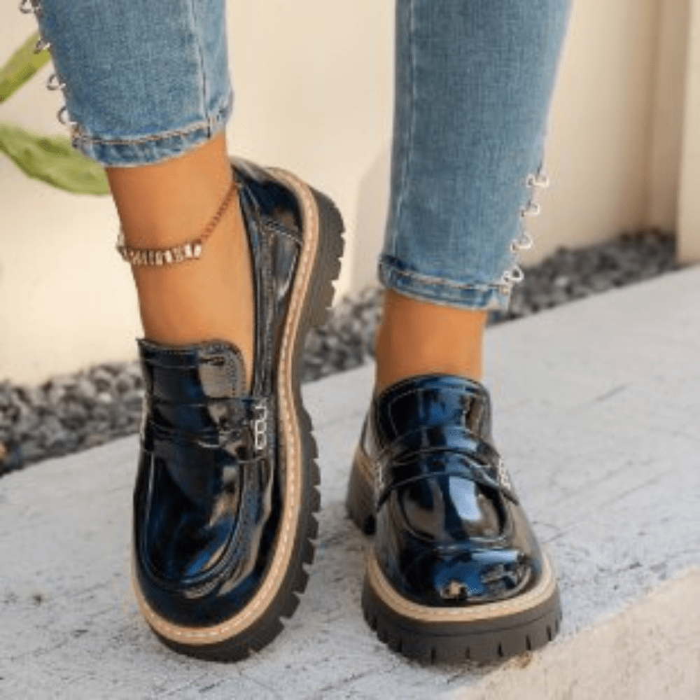 Women Loafers Slip - On Thick Tread Sole Design - Evergreen Outfits - Women Loafers