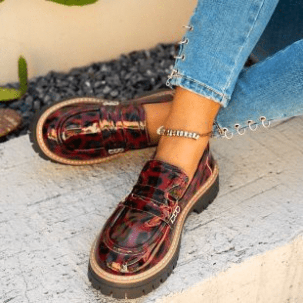 Women Loafers Slip - On Thick Tread Sole Design - Evergreen Outfits - Women Loafers