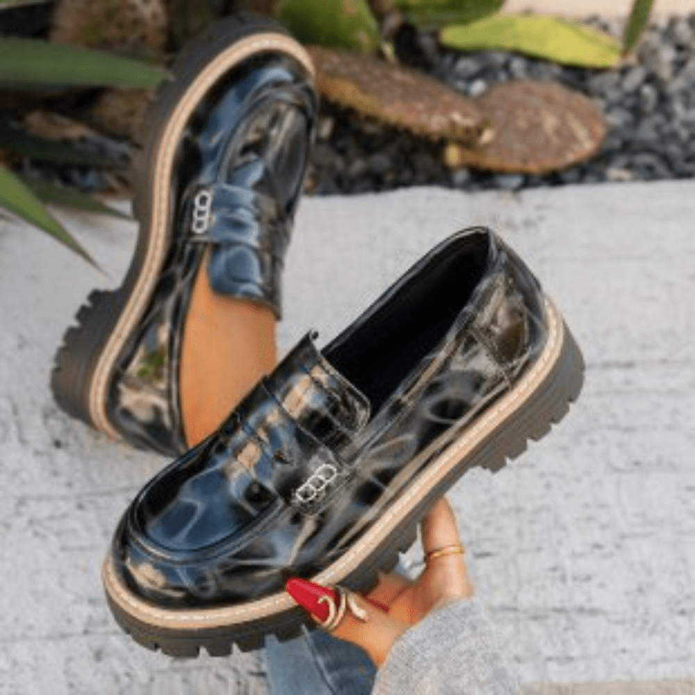 Women Loafers Slip - On Thick Tread Sole Design - Evergreen Outfits - Women Loafers