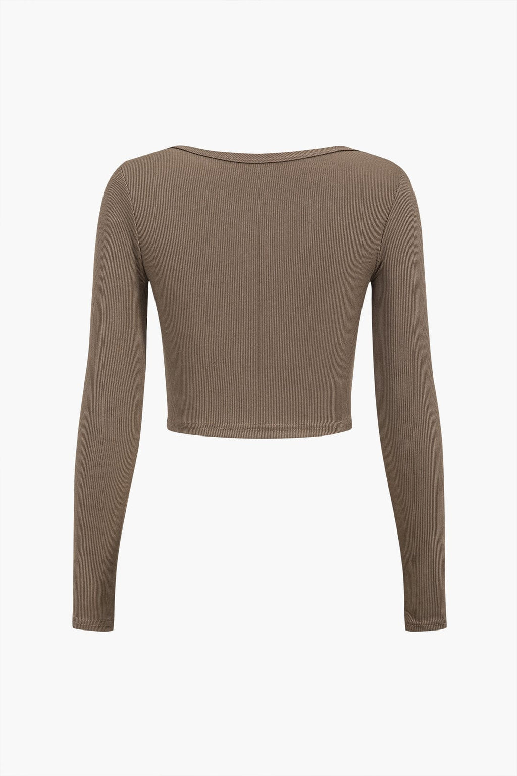 Women Long Sleeve Top Asymmetrical Cut Button Closure - Evergreen Outfits - Women Top
