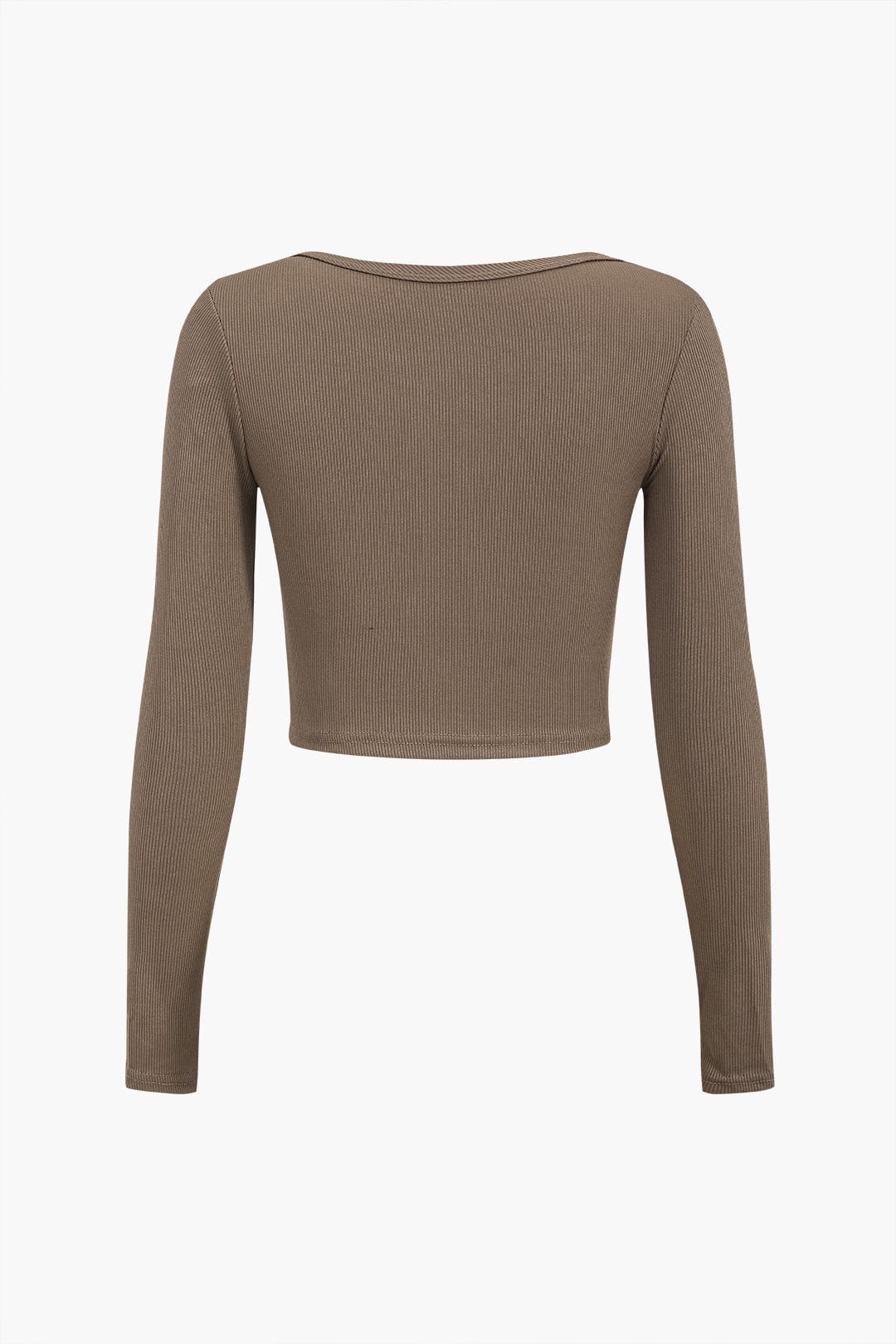 Women Long Sleeve Top Asymmetrical Cut Button Closure - Evergreen Outfits - Women Top