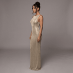 Women Maxi Dress Backless Side Cut - Out Fitted Design - Evergreen Outfits - Women Maxi Dress