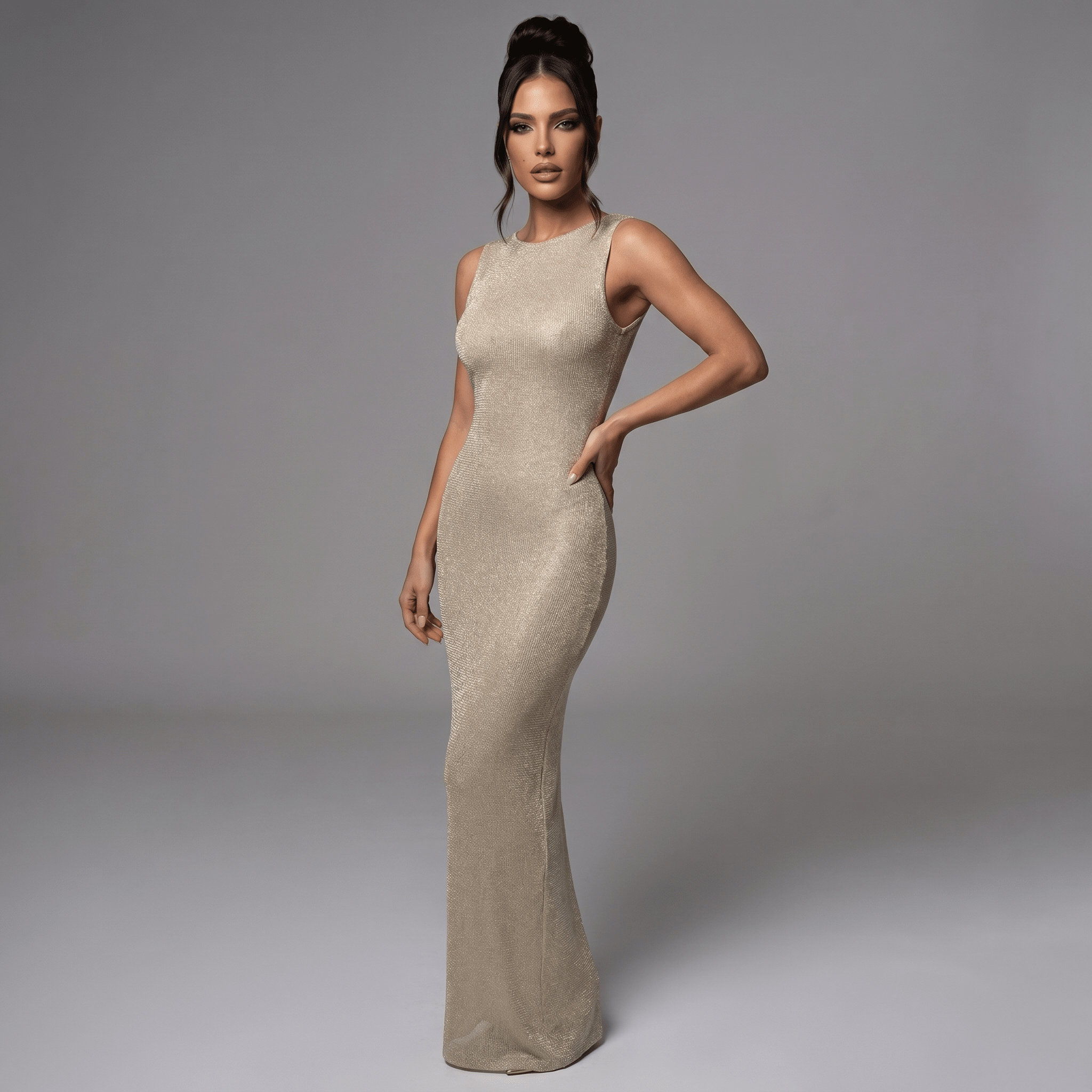 Women Maxi Dress Backless Side Cut - Out Fitted Design - Evergreen Outfits - Women Maxi Dress