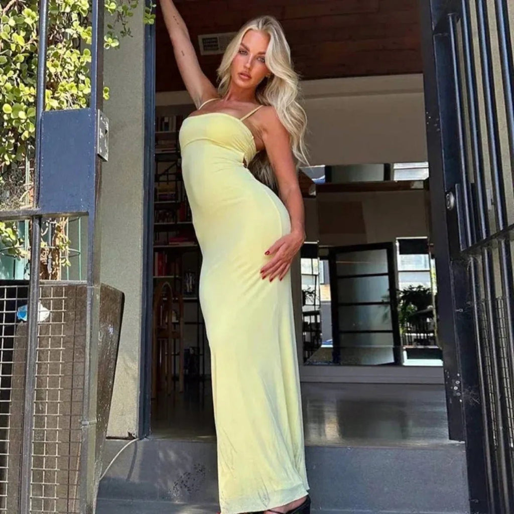 Women Maxi Dress Bodycon Backless Sleeveless Strappy - Evergreen Outfits - Women Maxi Dress