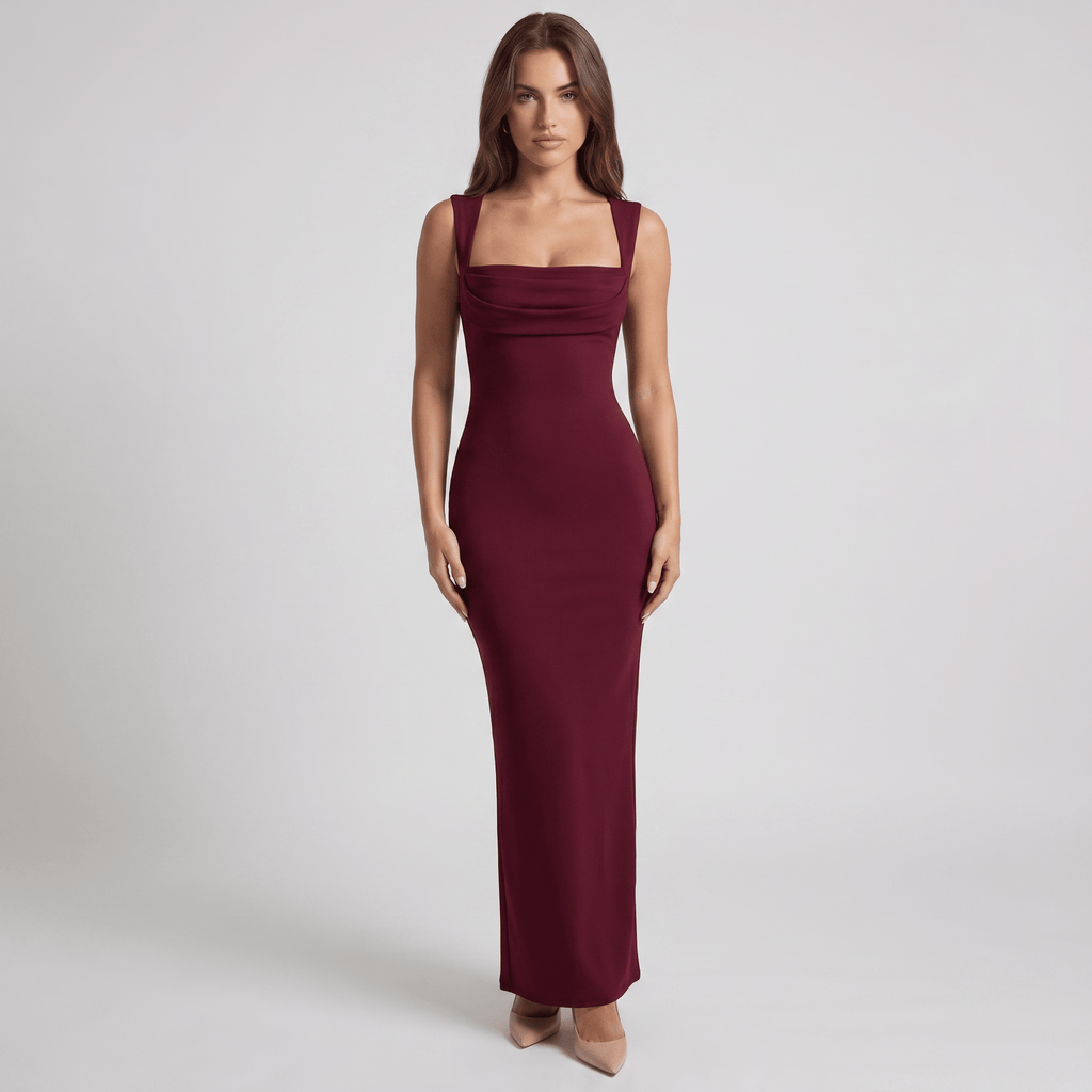 Women Maxi Dress Bodycon Sleeveless Square Neckline - Evergreen Outfits - Women Maxi Dress