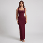 Women Maxi Dress Bodycon Sleeveless Square Neckline - Evergreen Outfits - Women Maxi Dress
