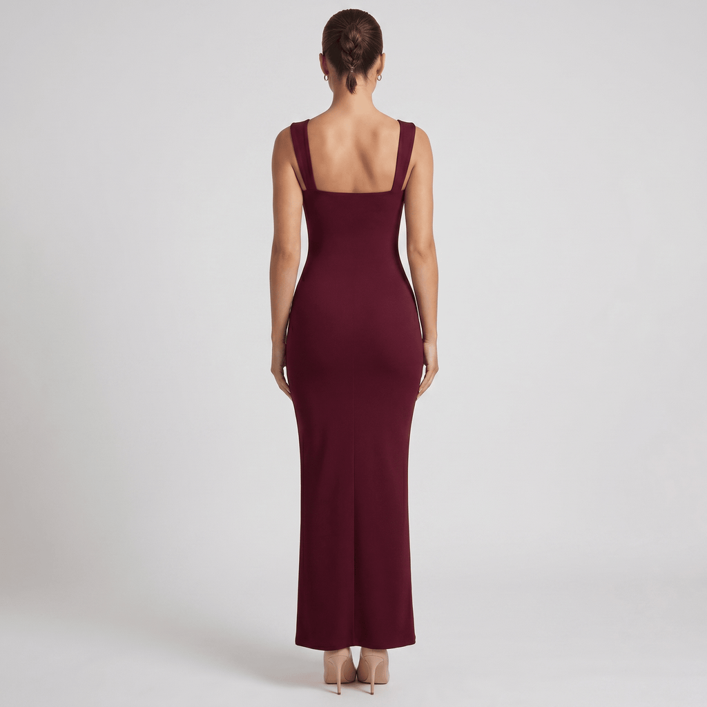 Women Maxi Dress Bodycon Sleeveless Square Neckline - Evergreen Outfits - Women Maxi Dress