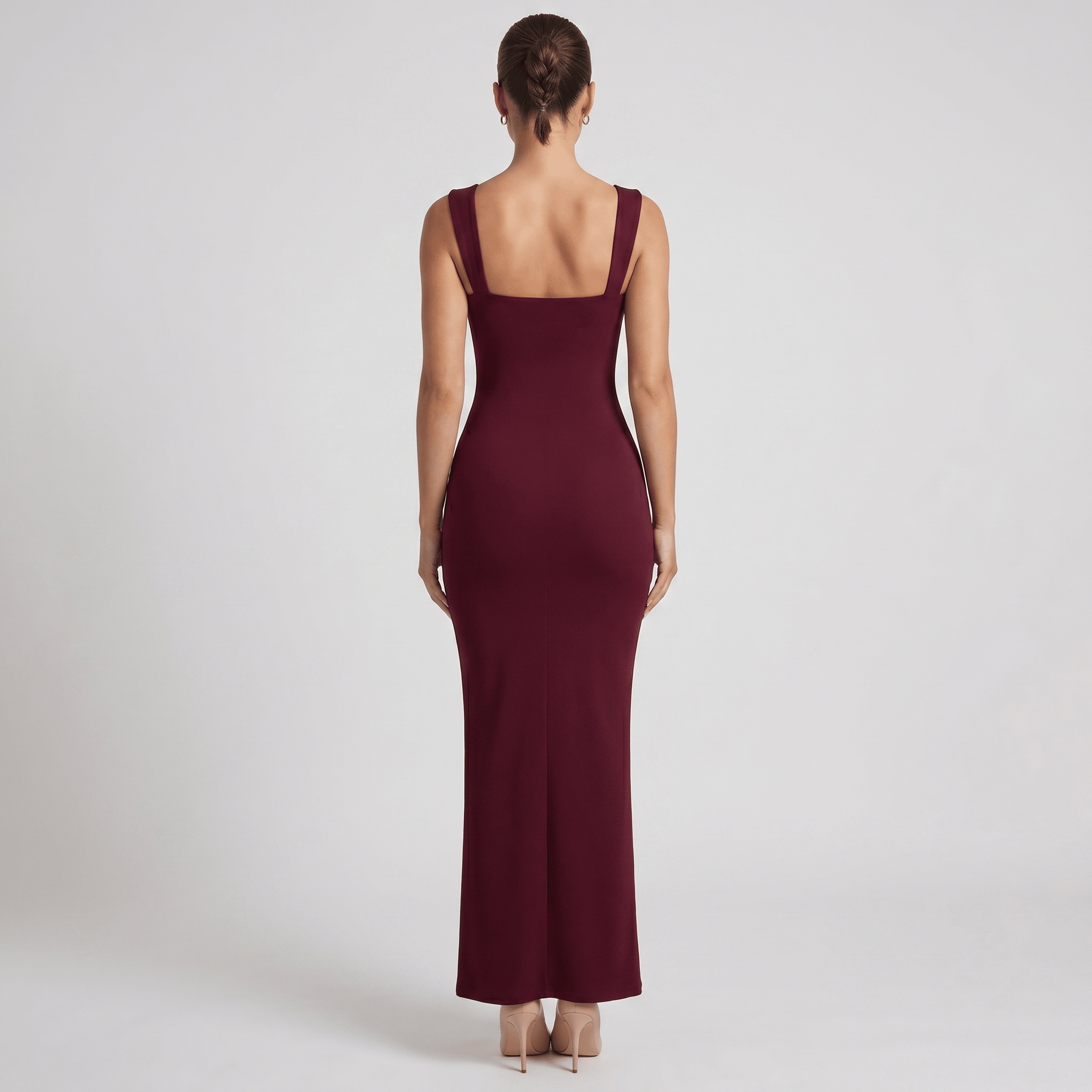 Women Maxi Dress Bodycon Sleeveless Square Neckline - Evergreen Outfits - Women Maxi Dress